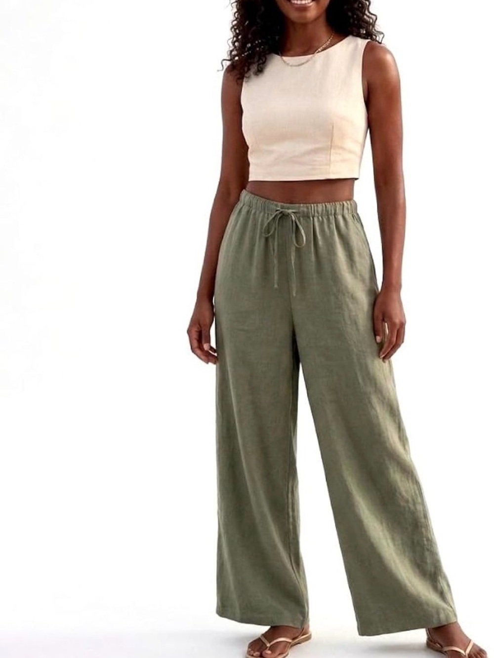 Luxury Linen Pants with Drawstring Loose Fit